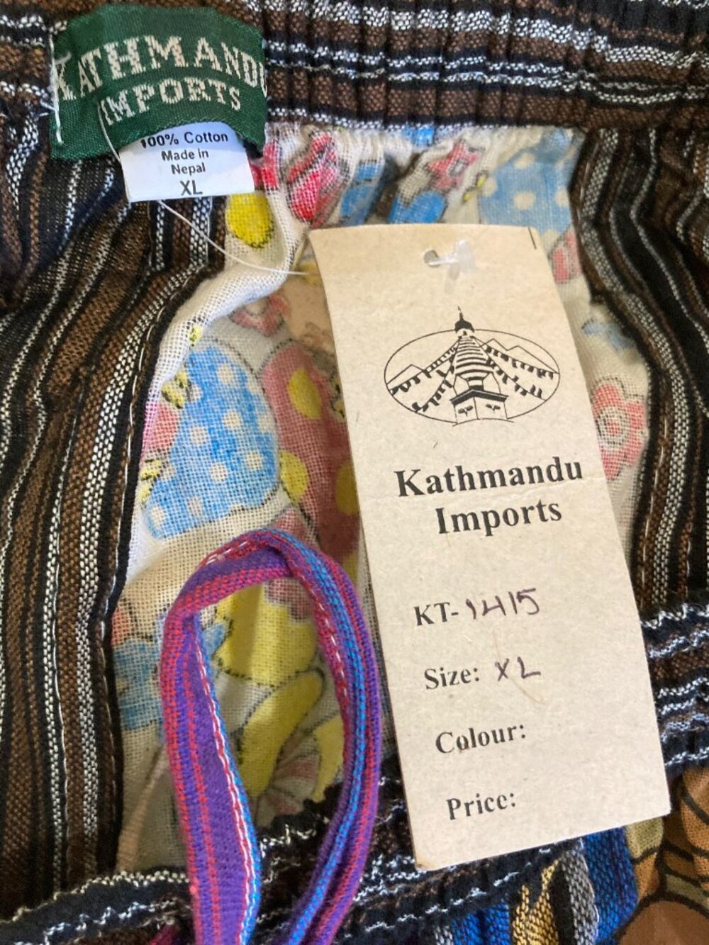 Kathmandu Imports Unisex Mushroom Shorts XL New Retro Bohemian Handmade Nepal - Picture 4 of 5